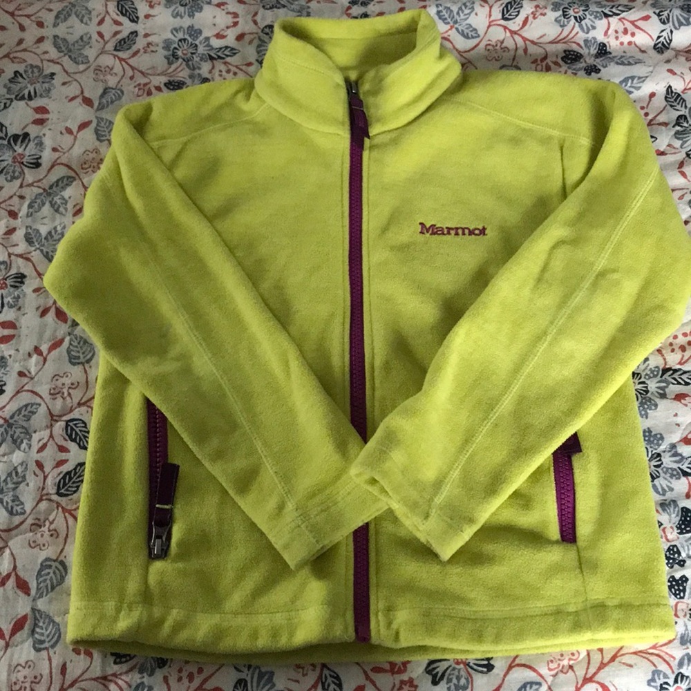 Girls Marmot fleece zip up size S 5,6,7 green